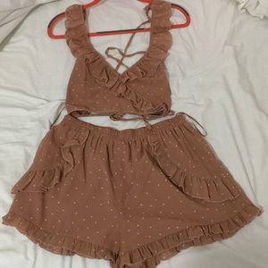 NWT Polka dot blush two piece set L’ATISTE